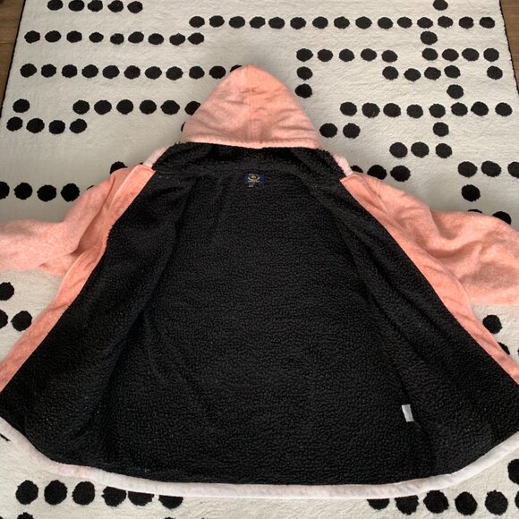 Vintage Wolf Pack Fleece Jacket XL Pink Sherpa Lined Hooded Cozy Teddy Coat 90s - Picture 5 of 10